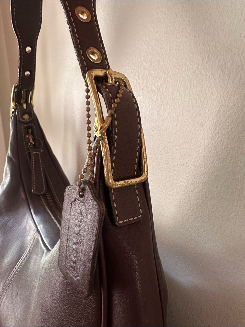 Vintage Coach Zoe Hobo Bag Brown Leather Y2K Shoulder Purse Classic Brass - Picture 4 of 11